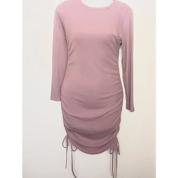 NWT BB Dakota by Steve Madden Crush Ribbed Knit Mini Dress Sz Medium Dusty Rose - Picture 4 of 10